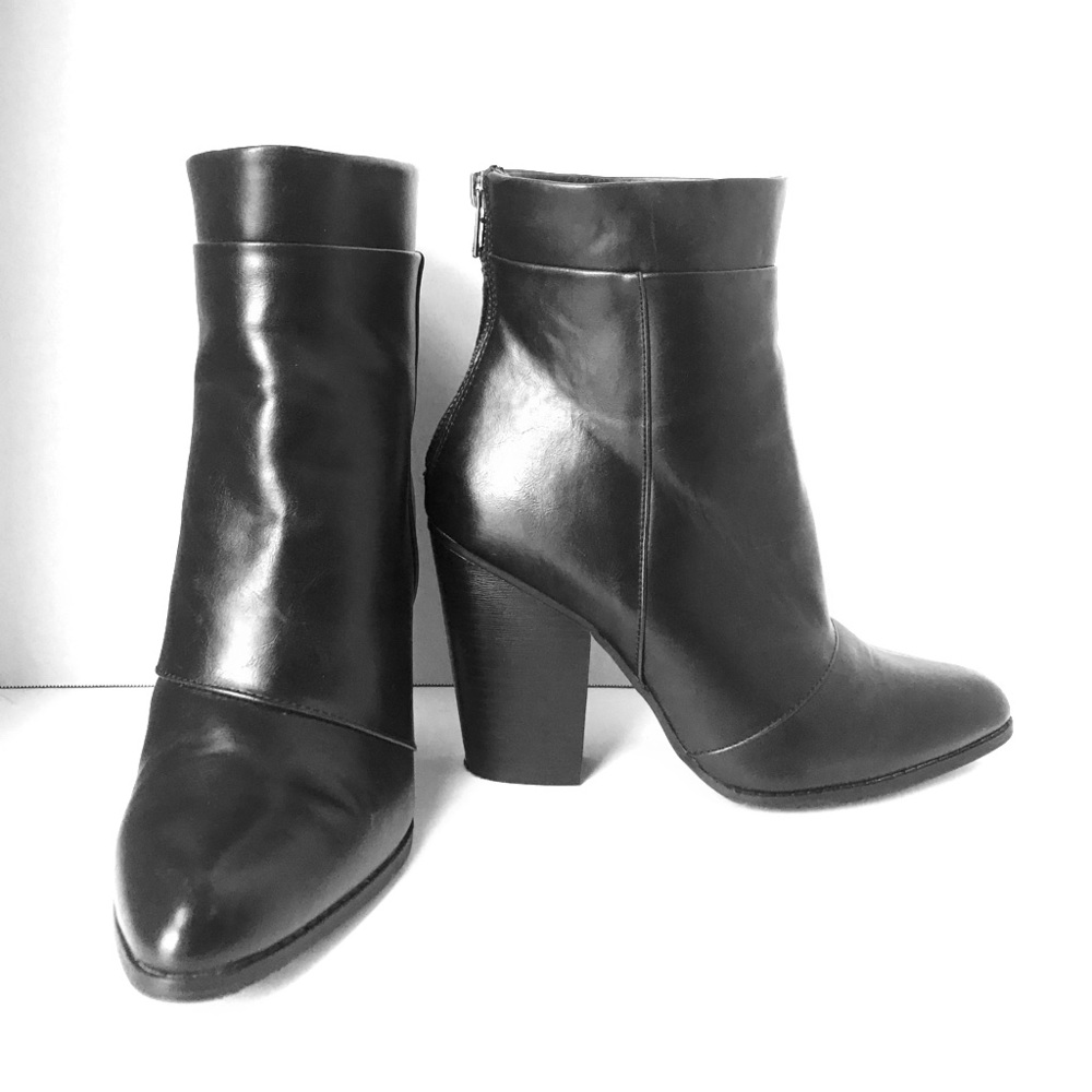 Target Black faux leather block heel booties